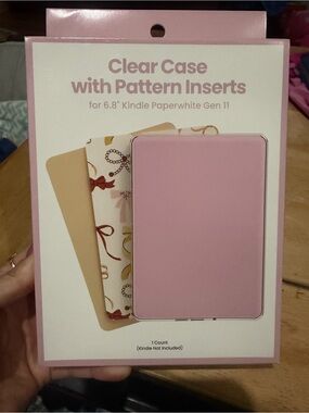 Clear Pink Case with Pattern Inserts for 6.8" Kindle Paperwhite Gen 11